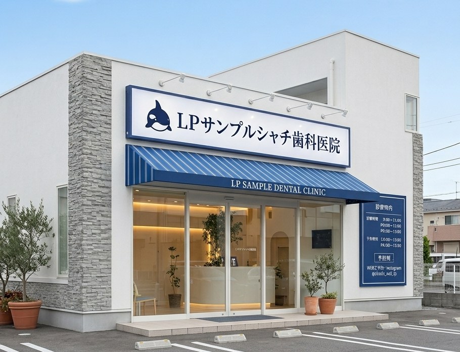 白と紺のシンプルで洗練された外観デザイン